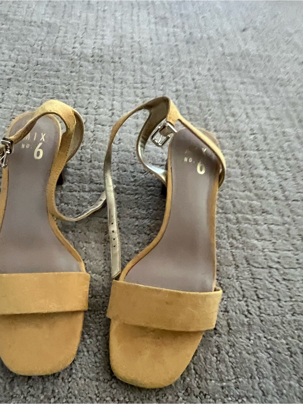 Mix No. 6 Gold Suede Block Heel Sandals with Ankle Strap